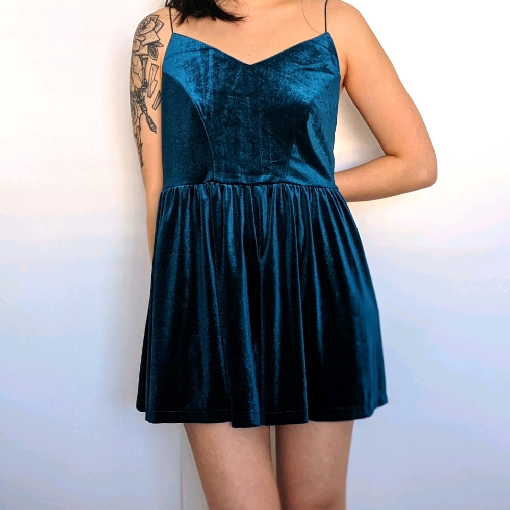 Emerald Green Velvet Romper